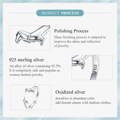 925 Sterling Silver Cute Dachshund Dog